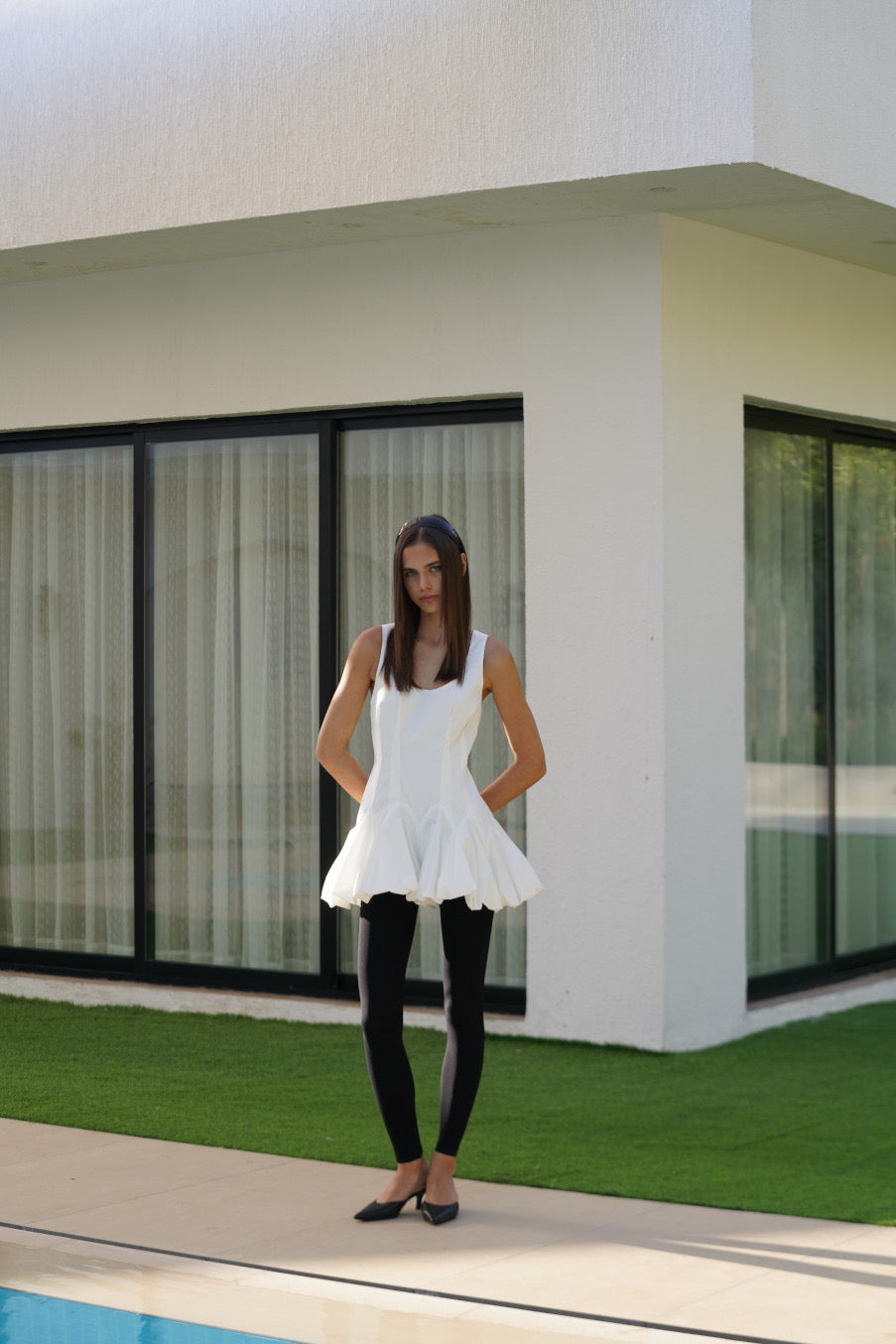 Cotton Jumpsuit Balloon in white