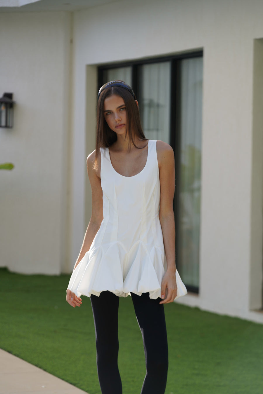 Cotton Jumpsuit Balloon in white