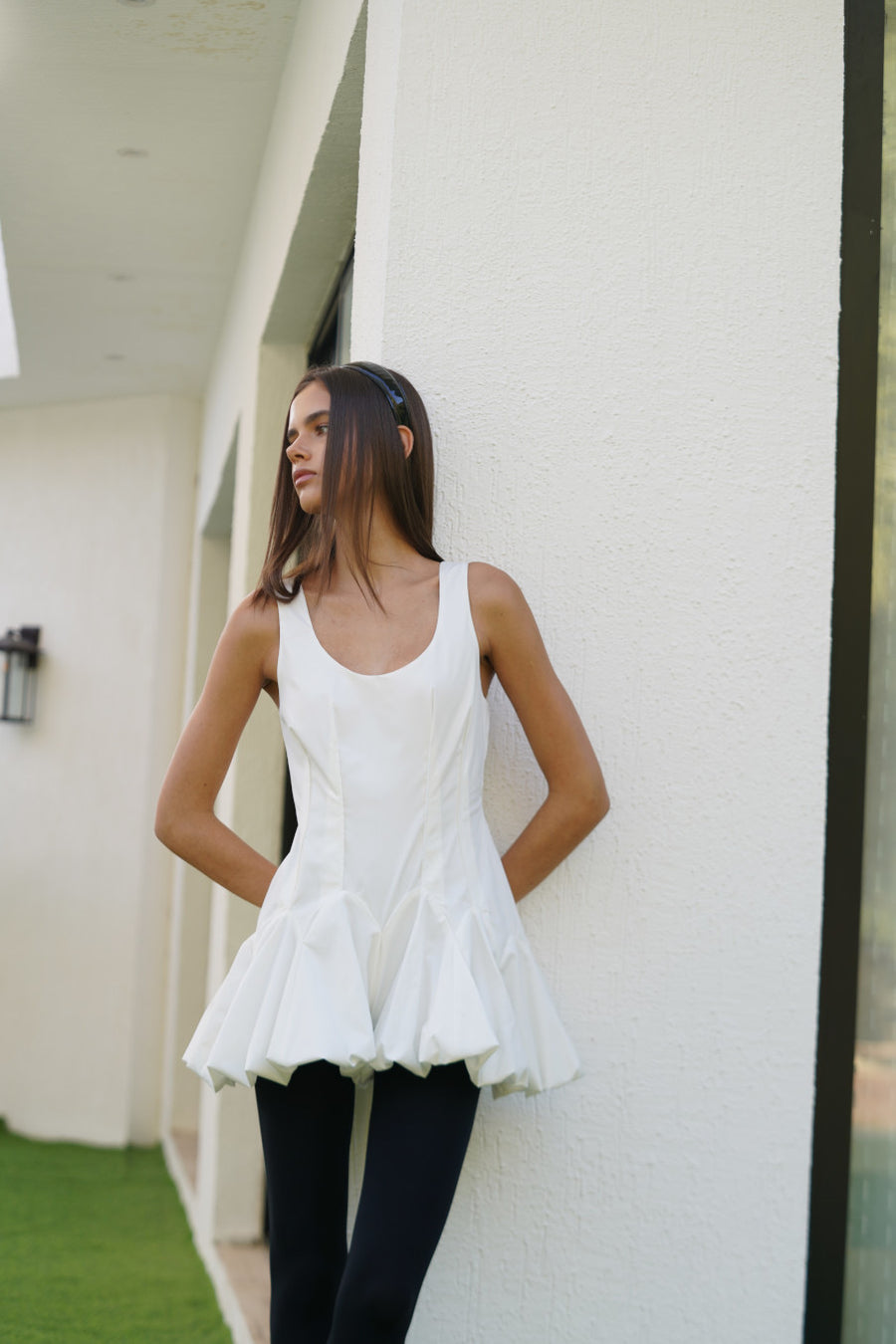 Cotton Jumpsuit Balloon in white